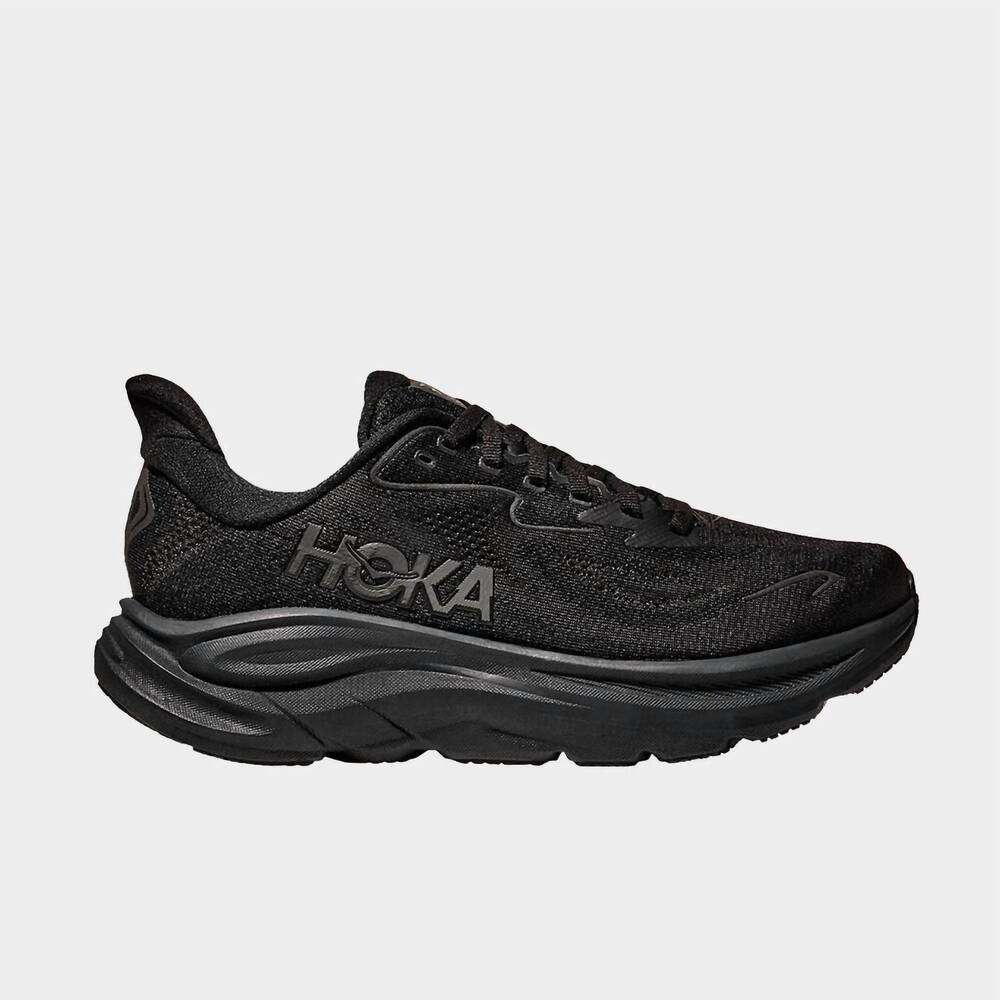 NEW HOKA women's clifton 10 running shoes in black/black
